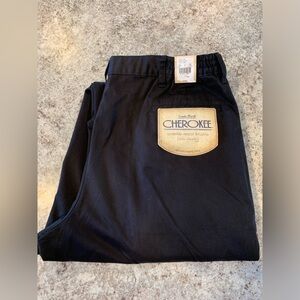 Cherokee Men's Vintage Pants 40"x30" Black KHAKI Wrinkle Resistant Flat Front